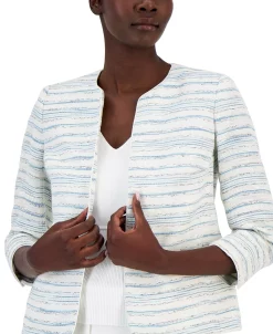 Anne Klein Women's Striped Tweed Open-Front Cardigan Jacket -Sam Edelman Shop 23777438 fpx