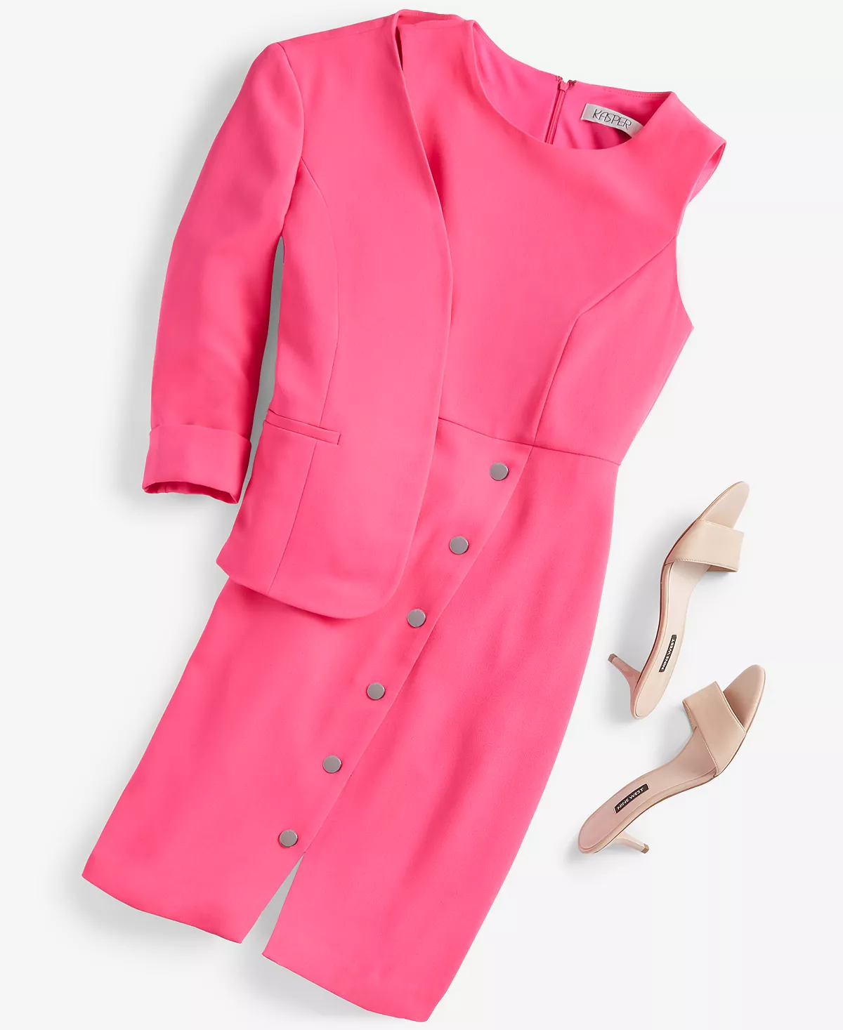 Kasper Women's Stretch Crepe Open-Front Roll-Sleeve Jacket 9 Kasper Women's Stretch Crepe Open-Front Roll-Sleeve Jacket - Image 7