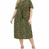 Kasper Plus Size Short-Sleeve Knit Tie-Front Top & Leaf-Print Pull-On Midi Skirt -Sam Edelman Shop 23812535 fpx